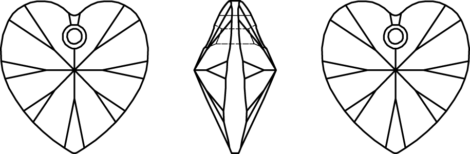 Swarovski Crystal Pendants - 6228 - Xilion Heart Line Drawing